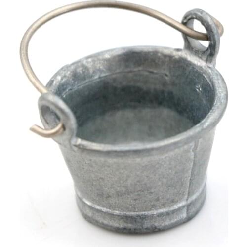 1:12 Scale Mini Cute Metal Buckets Decoration Miniature Toy Doll Food Kitchen Living Room Accessories for Dollhouse