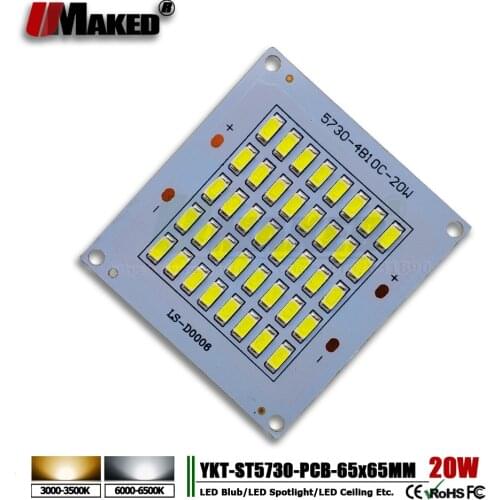 10pcs LED PCB floodlight pcb plate 20W63*67 2000-2200lm Aluminun Heat sink SMD5730 Light Source Panel for outdoor Street lights