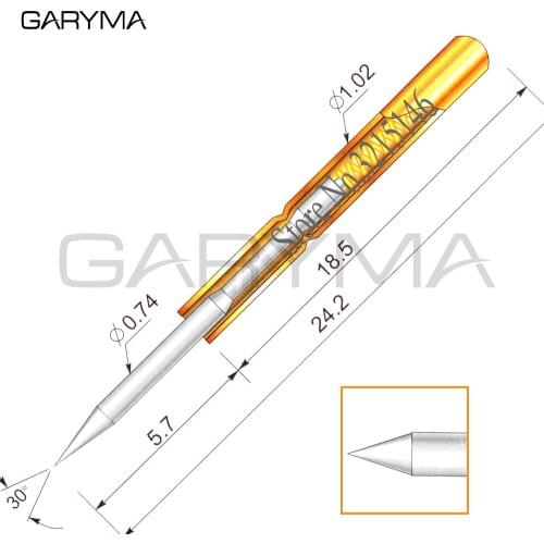 100Pcs P11-B1 Dia 0.66mm Spring Test Probes Pogo Pin Length 24.2mm Stroke Spring Froce:120g Tool