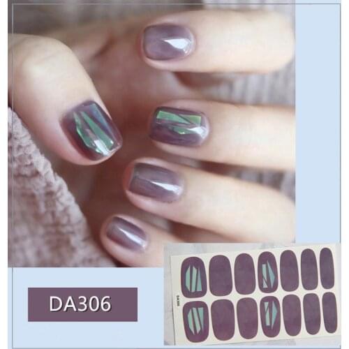 14pcs/sheet Glitter Gradient Color Nail Stickers Nail Wraps Full Cover Nail Polish Sticker DIY Self-Adhesive Nail Art Decoration