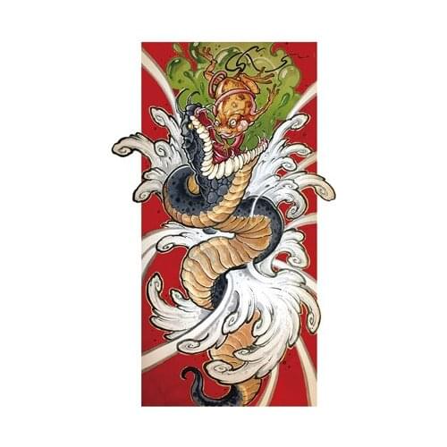 176MM×108MM Giant Python Flower Arm Tattoo Sticker Waterproof Men and Women Long Lasting Flower Arm