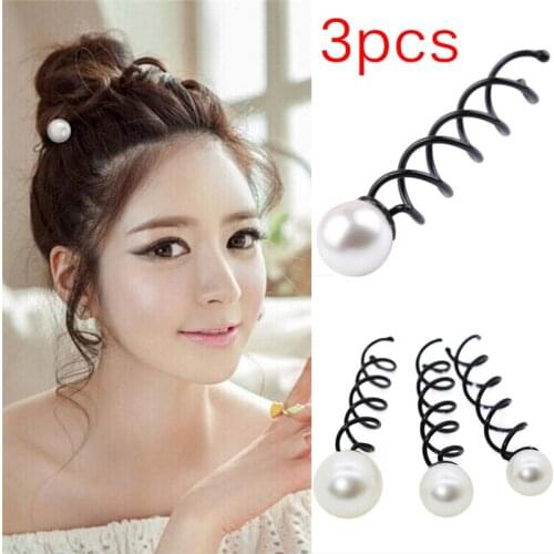 3PCS/Set Imitation Pearl Spiral Spin Screw Bobby Hair Pins Hair Clips Women Girls Twist Barrette Accessory Hair Accessories
