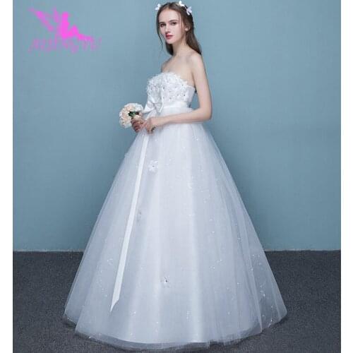 AIJINGYU 2021 floor length Customized new hot selling cheap ball gown lace up back formal bride dresses wedding dress FU288