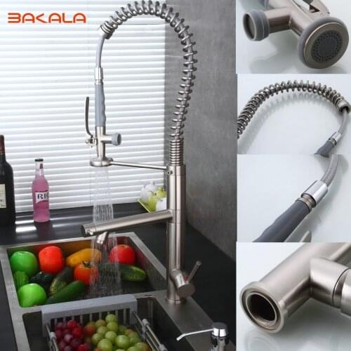 BAKALAHigh quality fashion latest new style brand Torneira Cozinha kitchen faucet pull out spray tap dual flow sink spring mixer