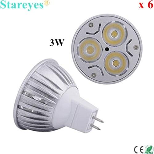 Free shipping 6 pcs Dimmable MR16 3W AC&DC 12V High Power LED Spotlight downlight Bulb droplight lamp Light lighting