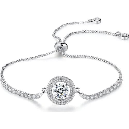 Micro Pave Clear Zircon Bracelet Circle Disc Simple Full Paved Crystal CZ For Lady Birthday Gift Bangle Jewelry Hot Selling