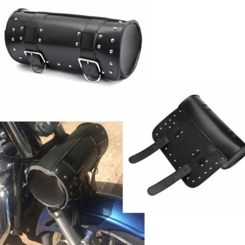 Black Motorcycle Scooter Tool Pouch Luggage Handle Bar Bag Round Barrel Storage