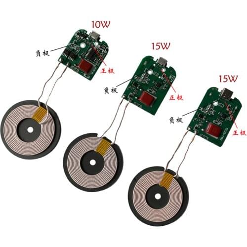 DC5V 9V 12V 5W 10W 15W Type-C Micro-USB Fast Charge Wireless Charger Transmitter PCBA Circuit Board Coil Receiver Charger Modul