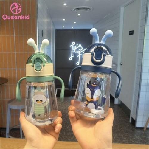 Baby children creative ant cartoon straw cup cute creative kindergarten with scale handle kettle portable outdoor student cup