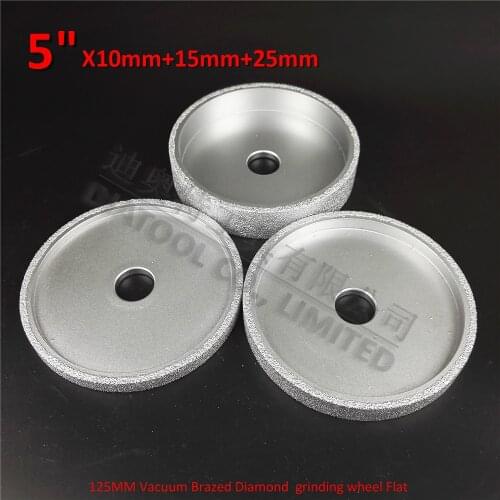 DIATOOL 1set/3pcs 125mmx10MM+15MM+25MM Vacuum Brazed Diamond Grinding Wheel Beveling Wheel Flat For Granite Marble Concrete
