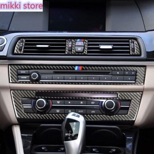 For BMW 5 series F10 F18 Carbon Fiber Car Interior Trim Air conditioning CD control panel Cover decoration Sticker Accessories