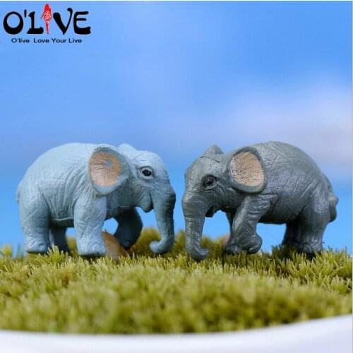 Elephant Figurines Mini Garden Accessories Fairy Garden Miniatures Resin Animals Gnome Decorations Bonsai Micro Landscape DIY