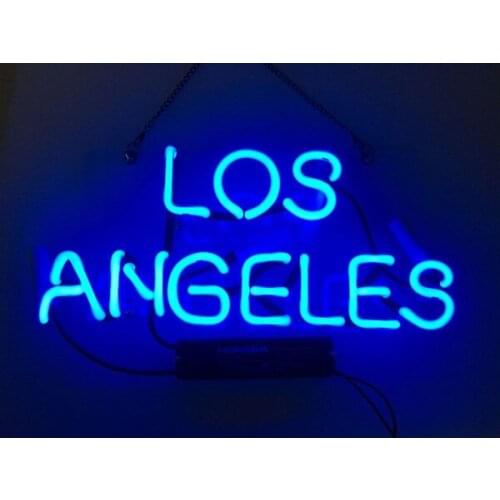 Custom Los Angeles City Blue Acrylic Neon Light Lamp Sign Beer Bar Handmade Real Glass Decorate Home Wall Room Decor Club