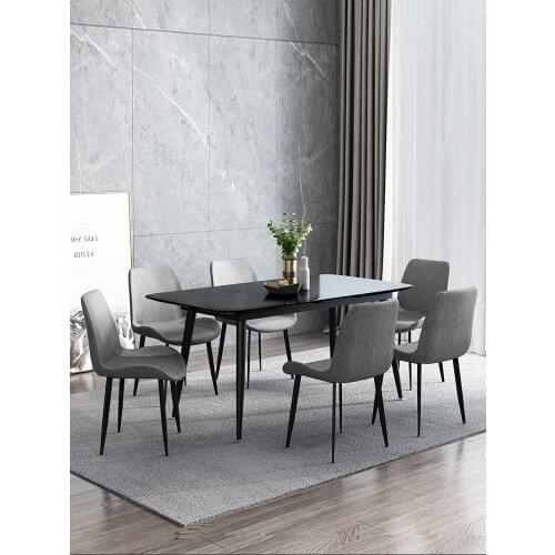 Italian minimalist rock board dining table and chair combination modern simple household small family Nordic marble rectangular