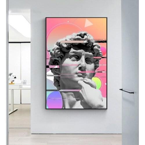 Colorful and Interesting David Sculpture Canvas Painting Wall Art Nordic Posters and Prints Wall Pictures for Living Room Decor