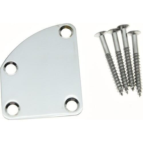 KAISH Chrome Electric Guitar Neck Plate Metal Neckplate Fits for Delexe Strat Tele