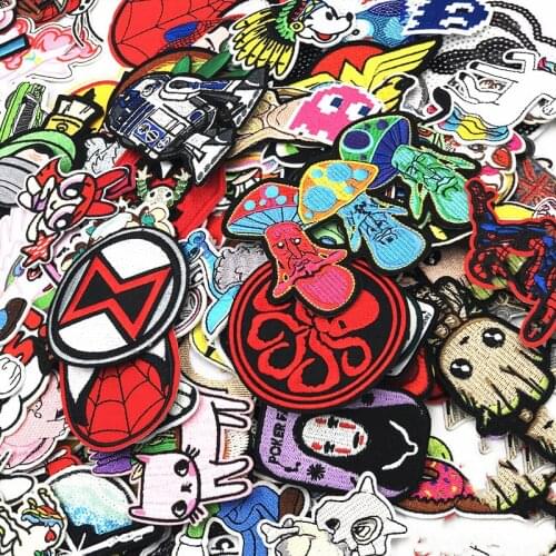 Mix 50PCS Caroon Animals Patches Embroidery Iron On Clothes Jeans Apparel Decoration Appliques Sewing Clothing Repair Holes