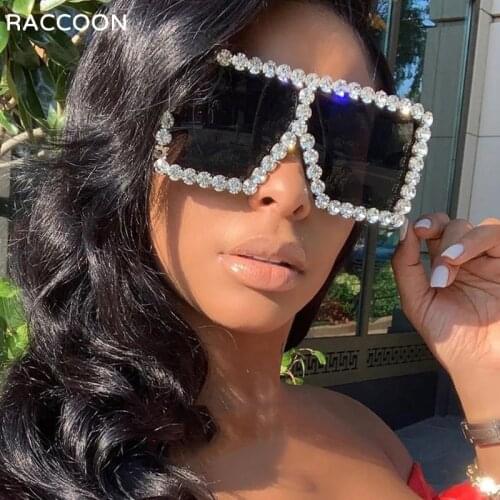 Fashion Queen Diamond Women Massive Sunglasses Huge Retro Oversized Sun Glasses Female Vintage Big Squared Eyewear UV400