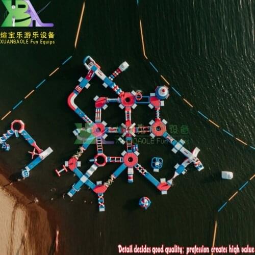 Lake Water Obstacle Games Inflatable Floating Island Park For Kids And Adults