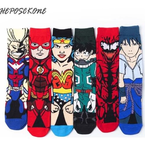 [HEPOSCKONE]Hip Hop Calcetines Hombre Sox Animated Cartoon Socks For Mens Gifts Japanese Colorful Creative Streetwear Sokken