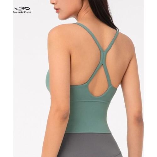 2021 New Sexy Small Sling Nude Women Yoga Vest New Color Water Drop Back Fitness Yoga Tank Sports Underwear