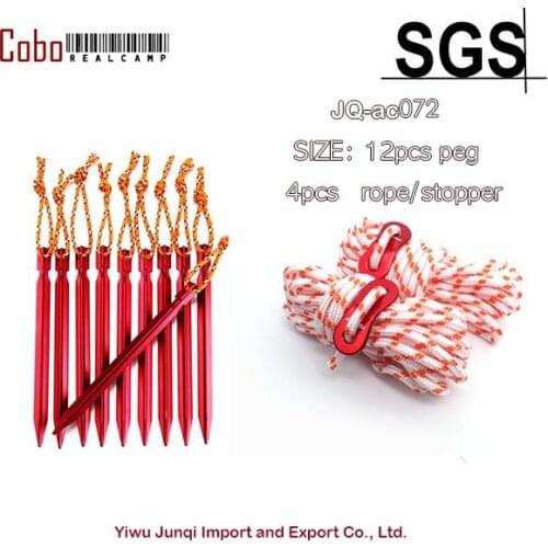 Camping Tent Cord Rope Fastener Guy Line Runner Wind Stopper Tensioner Tensioner Tent Pegs Set