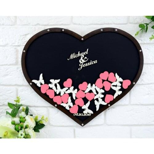 Personalised Butterfly Anniversary Mr and Mrs wedding Guest Book drop top box, Unique Wedding Sign hearts Guest Book Alternative