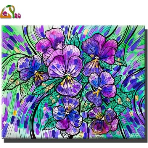 Full Square Diamond Painting Flowers Picture Of Rhinestones Beads Embroidery Purple Phalaenopsis Diamond Mosaic Full Layout Kits