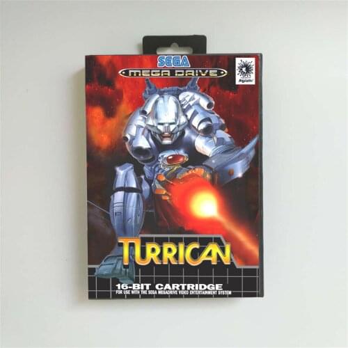 Turrican - EUR Cover With Box 16 Bit MD Game Card for Megadrive Genesis Video Game Console