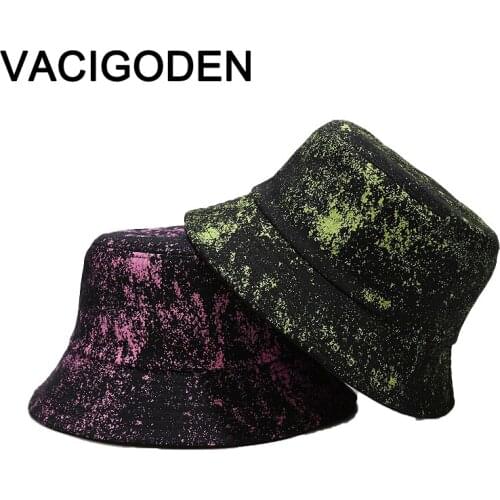 VACIGODEN Women Reversible Bucket Hat 3D Printed Mixed Color Sunbonnet Fedoras Outdoor Chapeau Fisherman Caps De Pescador Gorros