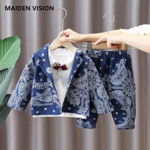 Spring Kid Boy Girl Clothing Sets New printing Boy gentleman suit Long Sleeve coat Party Infant Clothes Baby Pants 1 2 3 4 5 Y