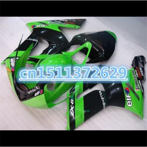 TOP quality Injection Fairings Kit For Kawasaki Ninja ZX6R 636 2003 2004 03 04 Nice Crazy Cool green black D