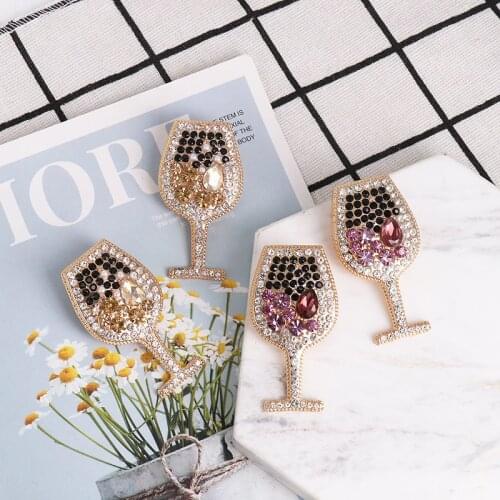 JURAN Shiny Classic Rhinestone Crystal Earring Brincos Simple Geometric Red Wine Cup Drop Earrings For Women Girls Jewelry Gifts