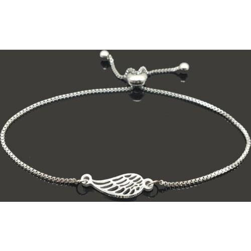 Angel Wing Charm Bracelet Angel Feather Stainless Steel Bracelets Women Chain Wristband Jewelry
