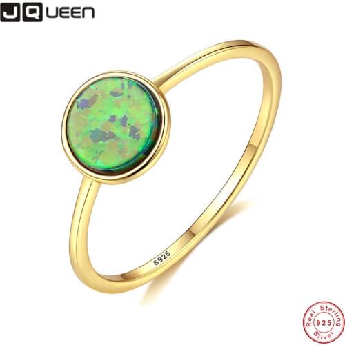 925 Silver Ring Women Blue Green Opal Ring Wedding Jewelry Gift