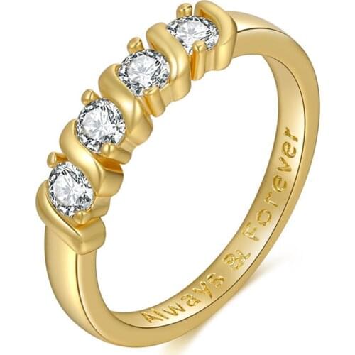 Wedding Ring For Women Fashion Jewelry Engrave Always & Forever Letter Rings Crystal Anel Masculino Cubic Zirconia Free Shipping
