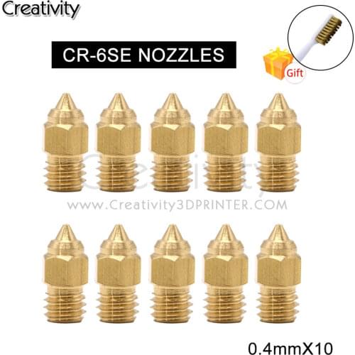 10 Pcs CR-6 SE Printer 0.3/0.4/0.5/0.6/0.8/1.0mm Nozzles with WireToothbrush For CRELITY CR-10 V2 CR-6 SE Ender-3 Ender-5 Series