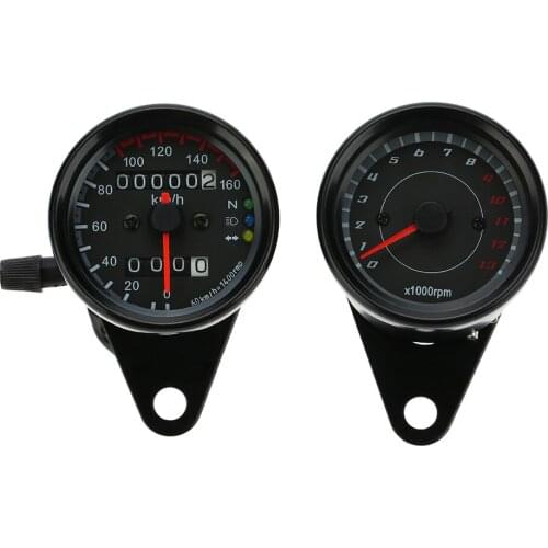 12V Motorcycle 13000 RPM Tachometer Km/h Speedometer Dual Odometer Gauge with LED Backlight Signal Lights