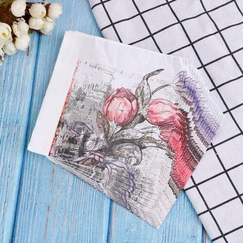 20pcs/1Bag Wedding Decor Napkins paper Flower Pattern Decoupage Napkin Paper Tissue for Xmas