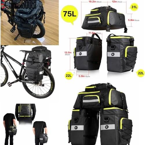 Mountain Road Bicycle Bike 3 in 1 Trunk Bags Cycling Double Side Rear Rack Tail Seat Pannier Pack Luggage Carrier