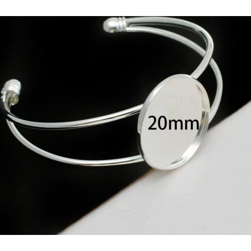 5pcs 20mm Pad Round Cuff Brass Blank Base Adjustable Bangle Bracelet Settings For Making Glass Cabochon Bangle Bracelet