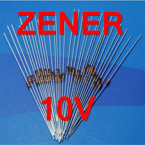 500 pcs/lot ) 10V 1/2W Zener Diode, 0.5 Watt, DO-35 Package