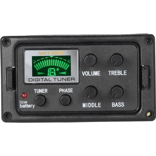 Acoustic Guitar 3-Band EQ Equalizer Tone and Volume Amplifier Preamp Piezo Pickup with Tuner Phase Function LCD Display