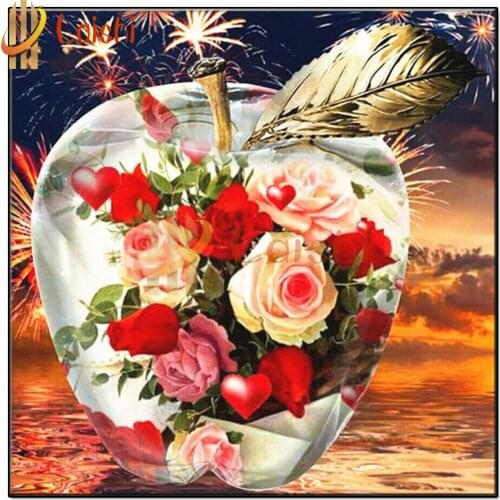 Diamond Embroidery Fireworks, roses Apple creative DIY Diamond Painting Diamond Mosaic stitch cross needlework living room decor