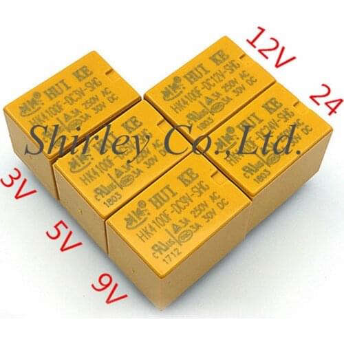 Free Shipping 20PCS 100% NEW Original Relay HK4100F-DC3V-SHG DC5V 9V DC12V 24V-SHG HUI KE 6pin 3A 250V HK4100F-12V-SHG HK4100F