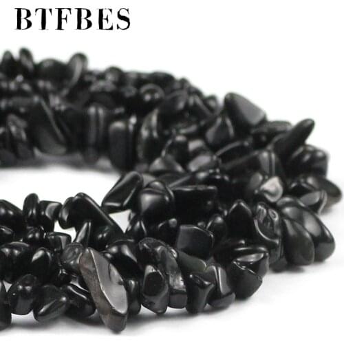 BTFBES Black Irregular Gravel stone beads Natural stone Charm Loose beads For Jewelry making DIY bracelet 4mm~10mm
