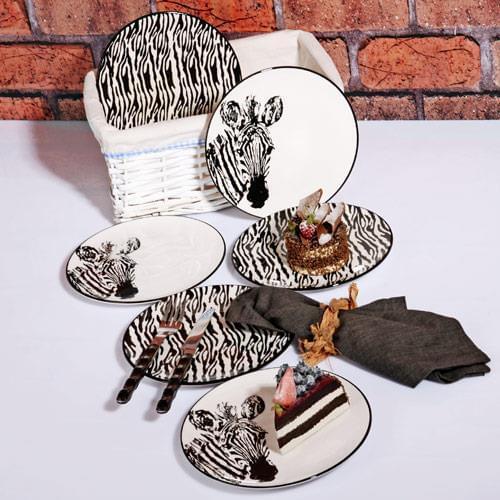 Kosova Zebra 02 Black 21 cm 6 pieces Cake Plate