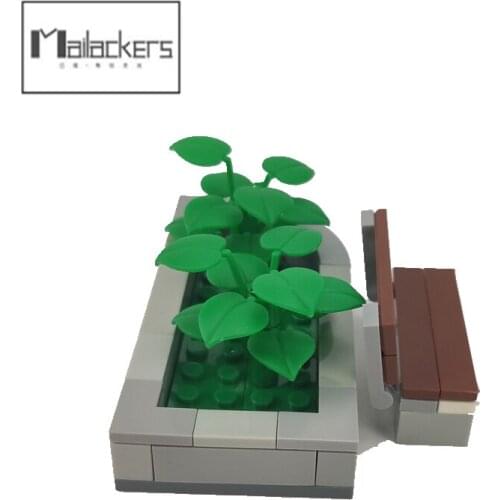 For Mailackers Bench Citys Educational toy Flower pond Baby Model Street view Building Block Toys For Children Mailackers Blocks
