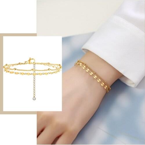 Elegant Chain Bracelets for Women,Gold Tone Solid Stainless Steel Wristband, Length Adjustable Minimalist Metal Stacked Set