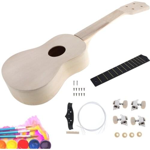 21Inch Simple DIY Ukulele DIY Kit Tool Hawaii Guitar Handwork Support Painting Childrens Toy Assembly for Amateur Dropshipping